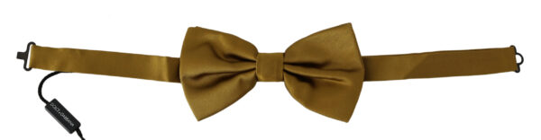 Dolce & Gabbana Elegant Mustard Silk Bow Tie - Image 2