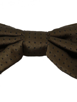 Dolce & Gabbana Elegant Brown Polka Dot Silk Bow Tie