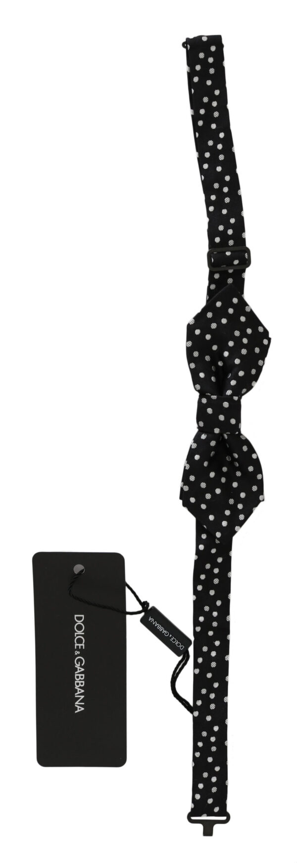 Dolce & Gabbana Elegant Black Polka Dot Silk Bow Tie - Image 2