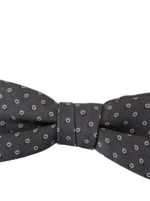 Dolce & Gabbana Elegant Silk Gray Circle Pattern Bow Tie