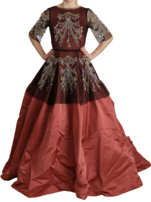 Dolce & Gabbana Elegant Crystal Embellished Silk Gown