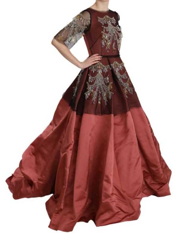 Dolce & Gabbana Elegant Crystal Embellished Silk Gown - Image 2