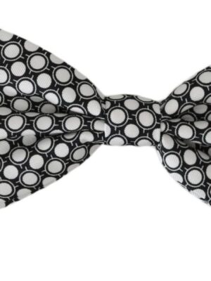 Dolce & Gabbana Elegant Black White Circle Silk Bow Tie