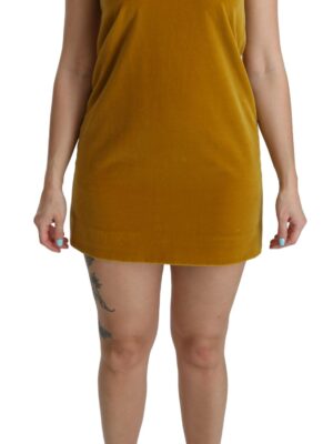 Dolce & Gabbana Mustard Velvet Shift Mini Dress