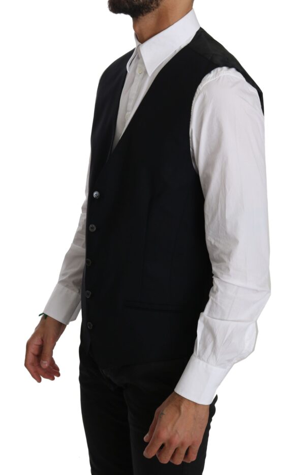 Dolce & Gabbana Sleek Black Cotton Blend Dress Vest - Image 4