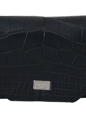 Dolce & Gabbana Elegant Blue Crocodile Leather Eyewear Pouch