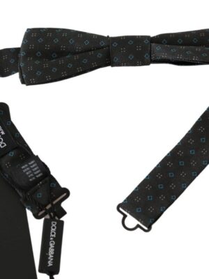 Dolce & Gabbana Elegant Silk Gray Patterned Bow Tie