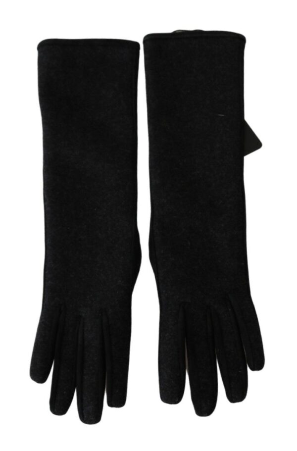 Dolce & Gabbana Elegant Mid-Length Wool Gloves in Black - Image 4
