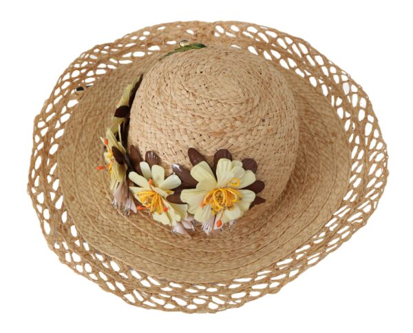 Dolce & Gabbana Elegant Beige Floral Bucket Hat - Image 3