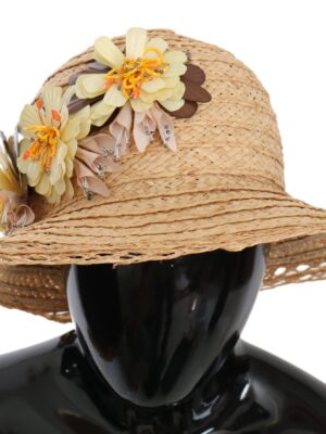 Dolce & Gabbana Elegant Beige Floral Bucket Hat