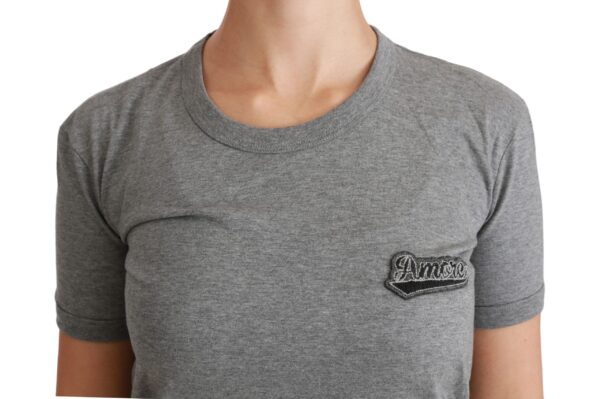 Dolce & Gabbana Chic Gray Amore Patch Crewneck Tee - Image 5