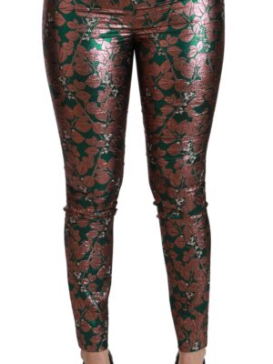Dolce & Gabbana Elegant Bronze Leaf Metallic Trousers