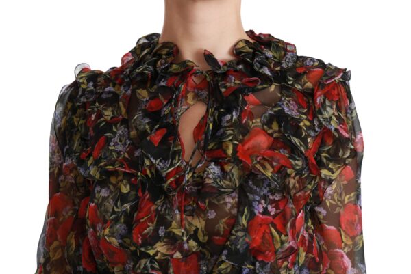 Dolce & Gabbana Elegant Floral Silk Long Sleeve Blouse - Image 5