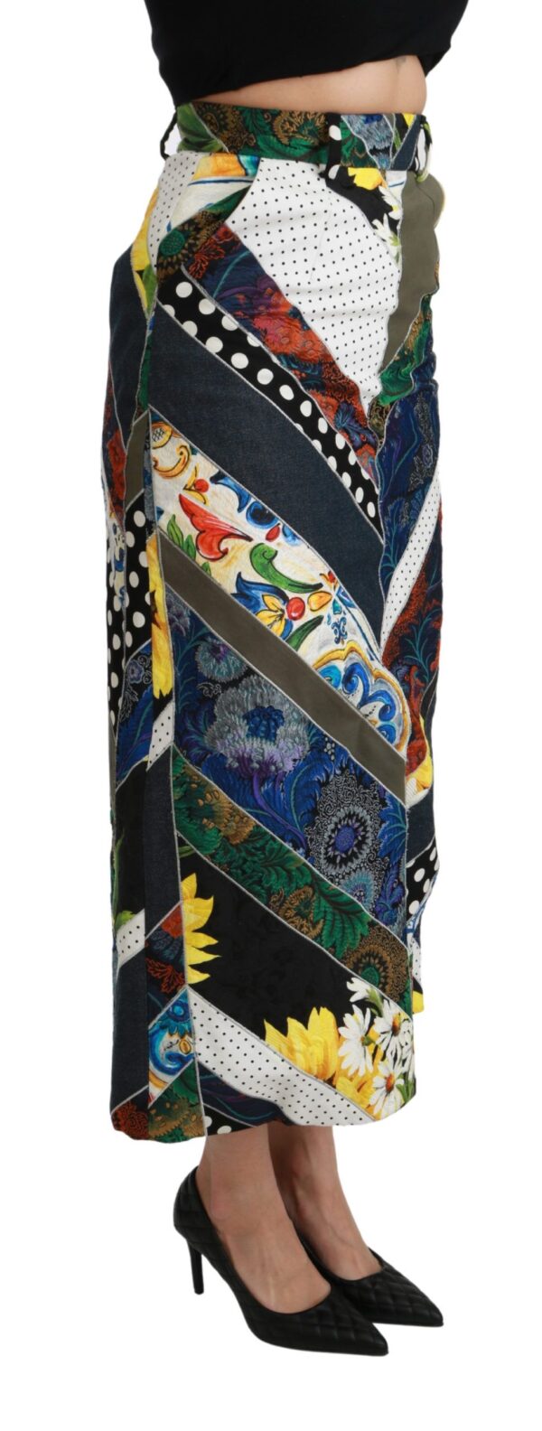 Dolce & Gabbana Elegant Geometric Print High-Waist Skirt - Image 3