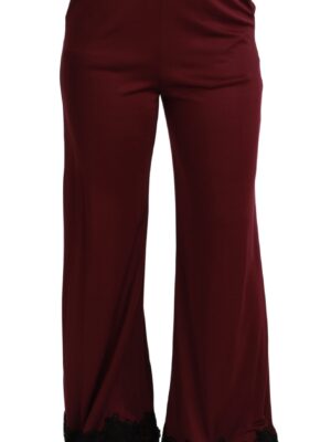 Dolce & Gabbana Elegant Maroon High Waist Wide Leg Trousers