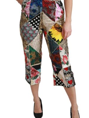 Dolce & Gabbana Elegant High Waist Cropped Silk Blend Trousers