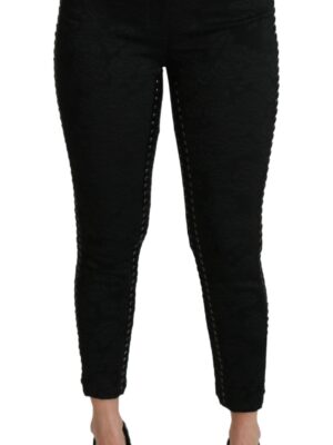 Dolce & Gabbana Elegant High Waist Skinny Black Brocade Pants