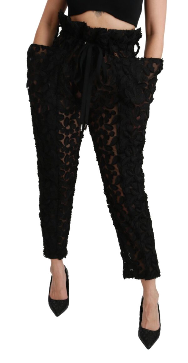 Dolce & Gabbana Chic Tapered High Waist Lace Pants - Image 3