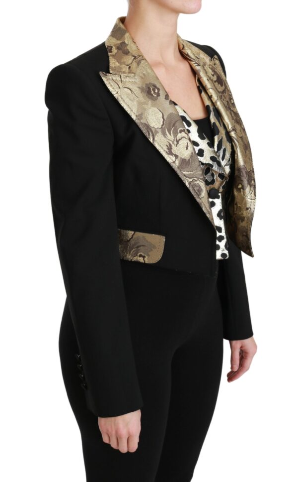Dolce & Gabbana Opulent Black Gold Floral Jacket and Vest Ensemble - Image 2