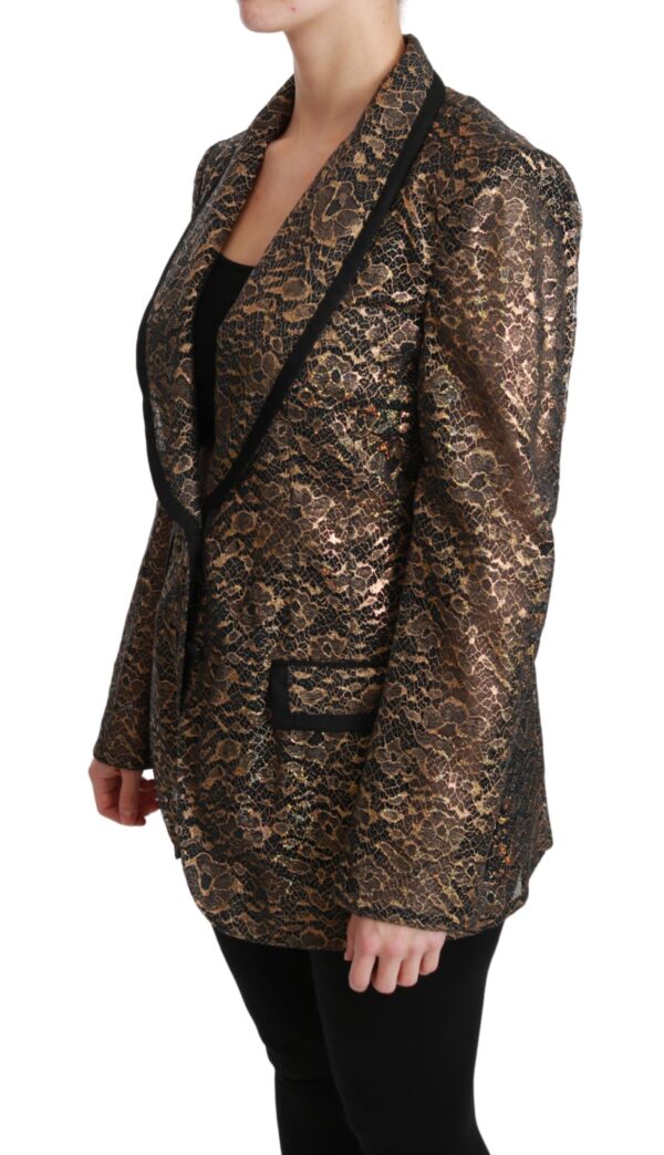 Dolce & Gabbana Elegant Gold Floral Lace Blazer Jacket - Image 3