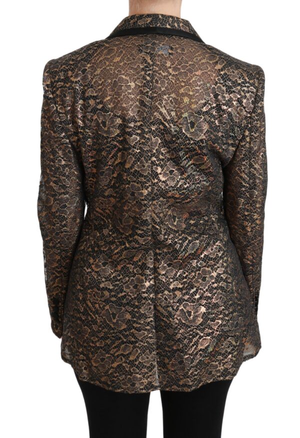 Dolce & Gabbana Elegant Gold Floral Lace Blazer Jacket - Image 4