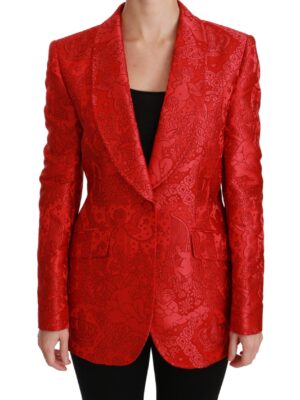 Dolce & Gabbana Red Floral Angel Pattern Blazer