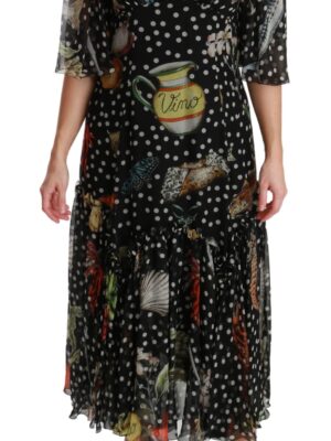 Dolce & Gabbana Elegant Silk Pleated A-Line Maxi Dress