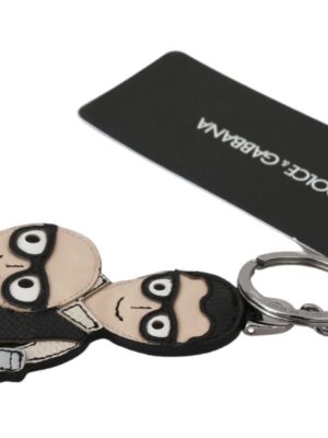 Dolce & Gabbana Elegant Trio-Tone Leather Keychain
