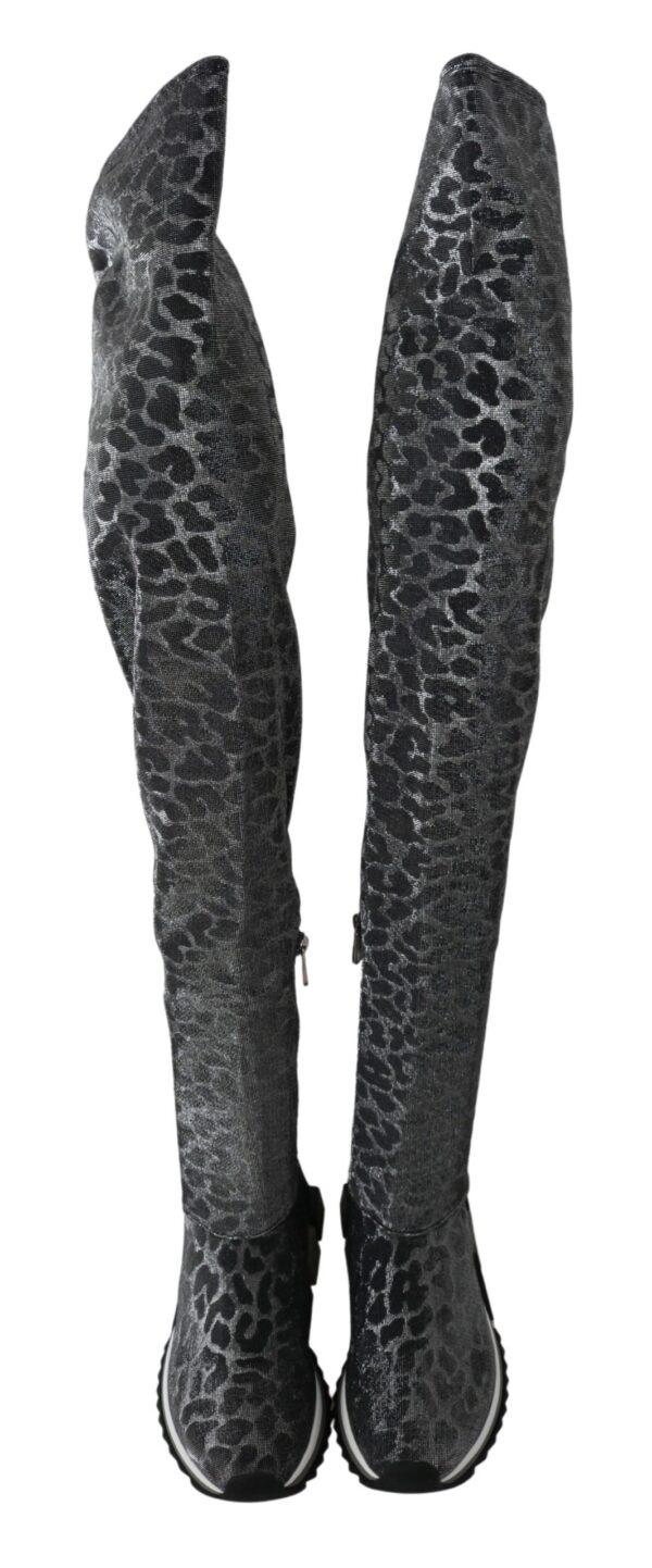 Dolce & Gabbana Elegant Leopard Booties Above Knee Shoes - Image 4