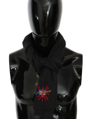 Dolce & Gabbana Chic Woolen Embroidered Men's Scarf