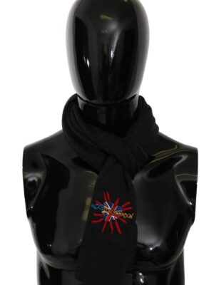 Dolce & Gabbana Elegant Virgin Wool Men's Scarf with Embroidery