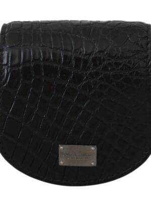 Dolce & Gabbana Sleek Black Leather Coin Case Wallet