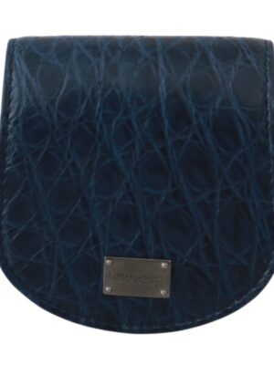 Dolce & Gabbana Elegant Blue Caimano Leather Condom Case Wallet