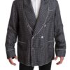 Dolce & Gabbana Elegant Navy Silk Double Breasted Coat