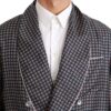 Dolce & Gabbana Elegant Navy Silk Double Breasted Coat - Image 4