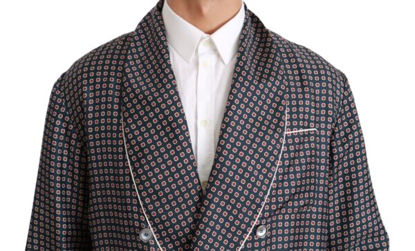 Dolce & Gabbana Elegant Navy Silk Double Breasted Coat - Image 4