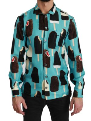 Dolce & Gabbana Exclusive Silk Blend Ice-Cream Print Shirt
