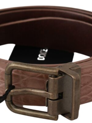 Dolce & Gabbana Elegant Exotic Skin Brushed Gold Buckle Belt