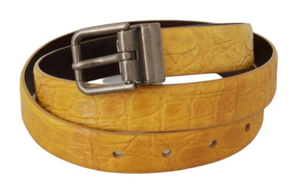 Dolce & Gabbana Exotic Yellow Animal Pattern Leather Belt - Image 2