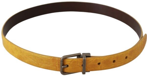 Dolce & Gabbana Exotic Yellow Animal Pattern Leather Belt - Image 3