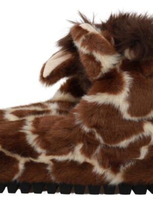 Dolce & Gabbana Elegant Giraffe Pattern Slides for Sophisticated Comfort