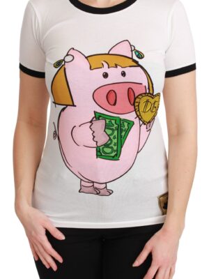 Dolce & Gabbana Elegant White Cotton Crewneck Tee with Motive