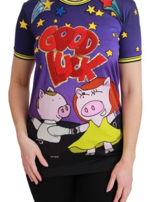 Dolce & Gabbana Elegant Crewneck Motive Tee in Purple