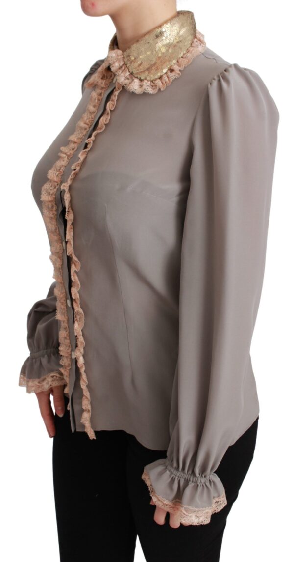 Dolce & Gabbana Elegant Silk Blend Sequin Collar Shirt - Image 2