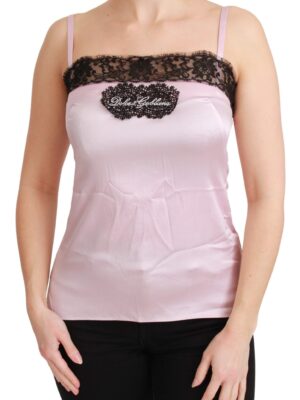 Dolce & Gabbana Elegant Silk Lace Detail Tank Top