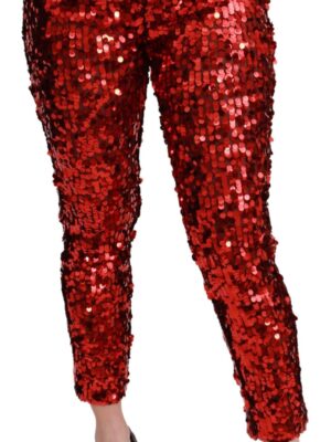 Dolce & Gabbana Elegant High-Waist Cropped Red Trousers