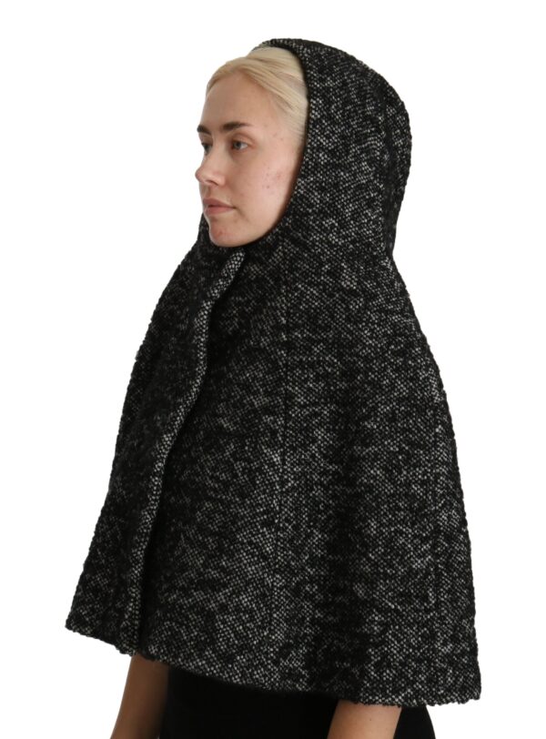 Dolce & Gabbana Elegant Gray Wool Hooded Scarf by Iconic Italian Label - Image 3