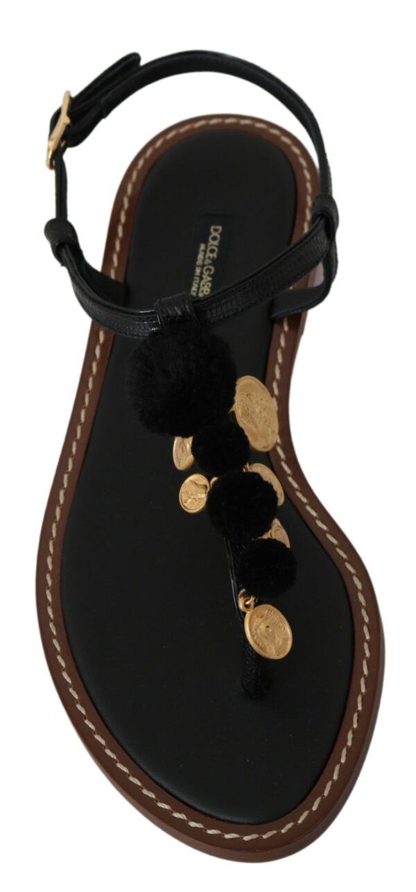Dolce & Gabbana Pom Pom Flip Flop Ankle Strap Flats - Image 7