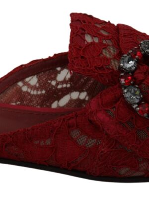 Dolce & Gabbana Radiant Red Slide Flats with Crystal Embellishments