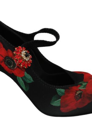 Dolce & Gabbana Floral Mary Janes Pumps with Crystal Detail